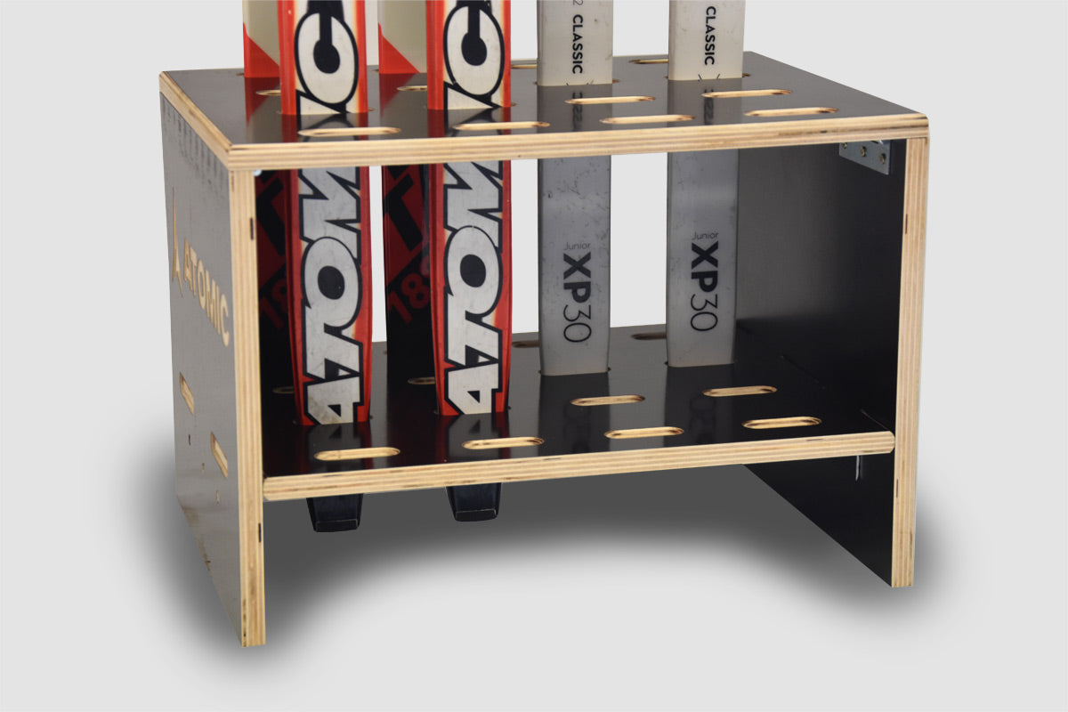Wooden stand for 8 pairs of cross‑country skis