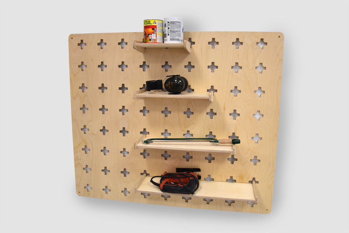 Hanging shelf for tool wall