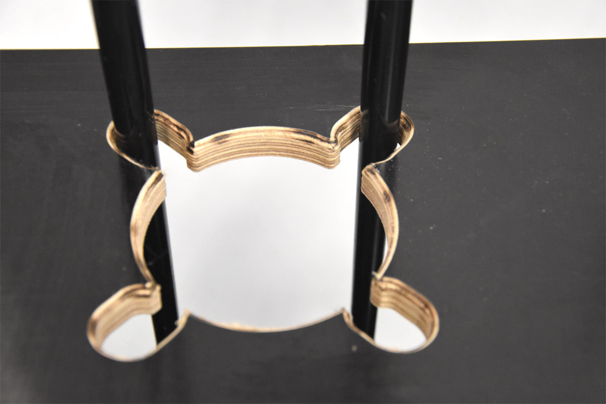 Combined wooden stand for skis and poles