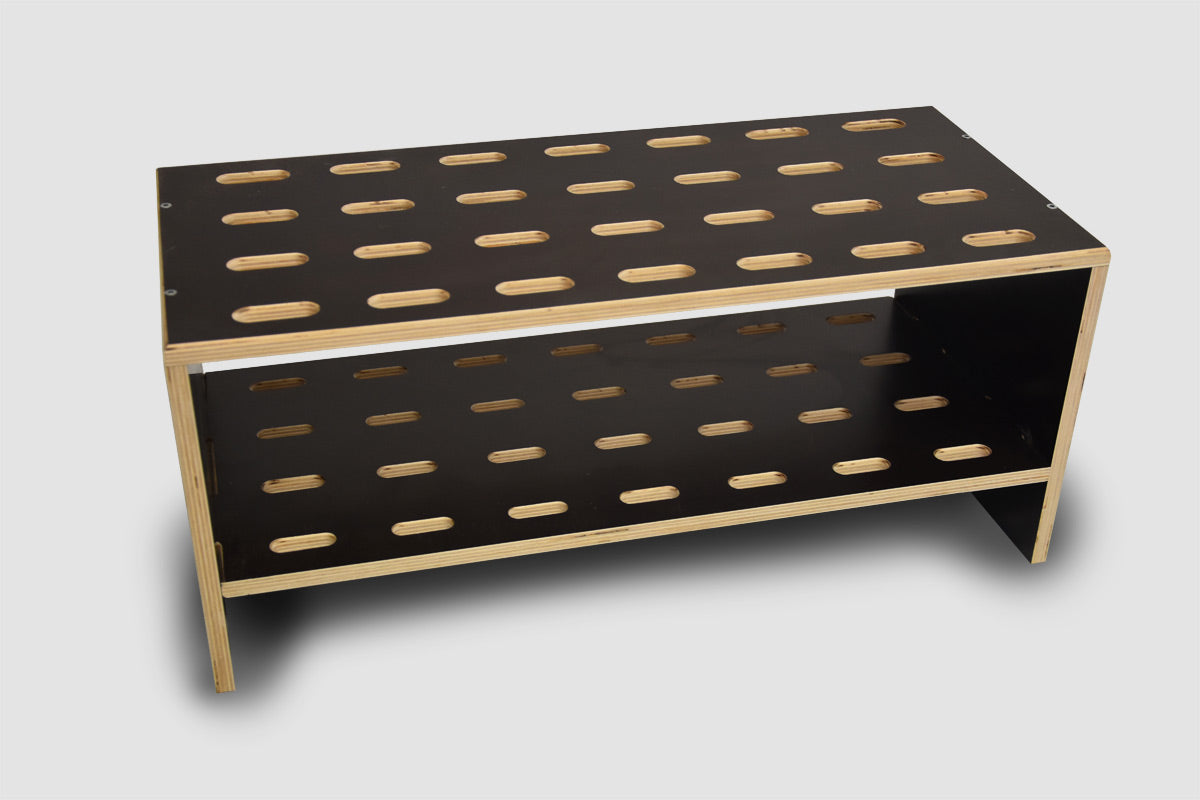 Wooden stand for 14 pairs of cross‑country skis