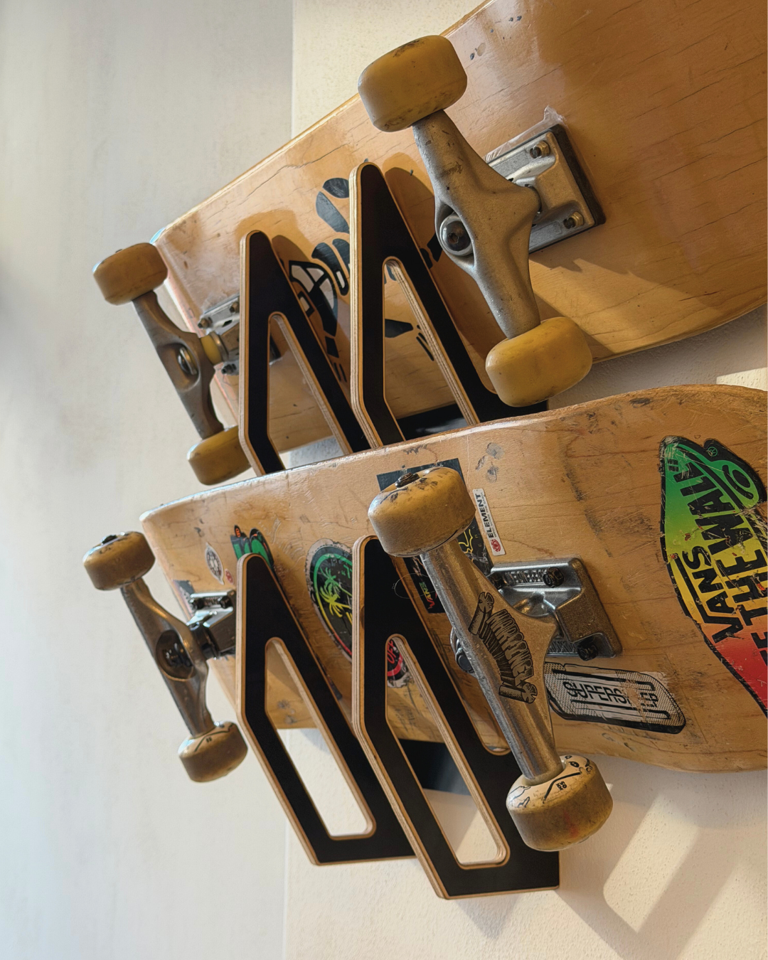 Black Wall Rack for 2 Skateboards