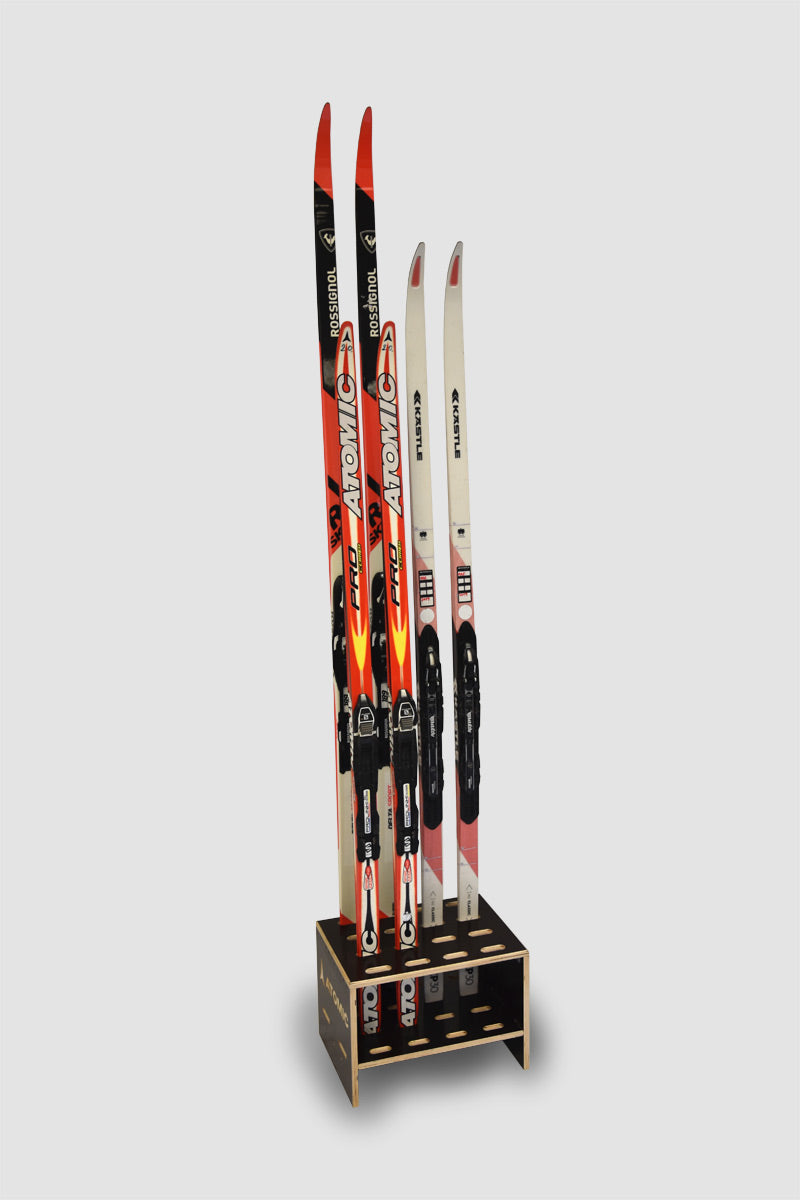 Wooden stand for 8 pairs of cross‑country skis