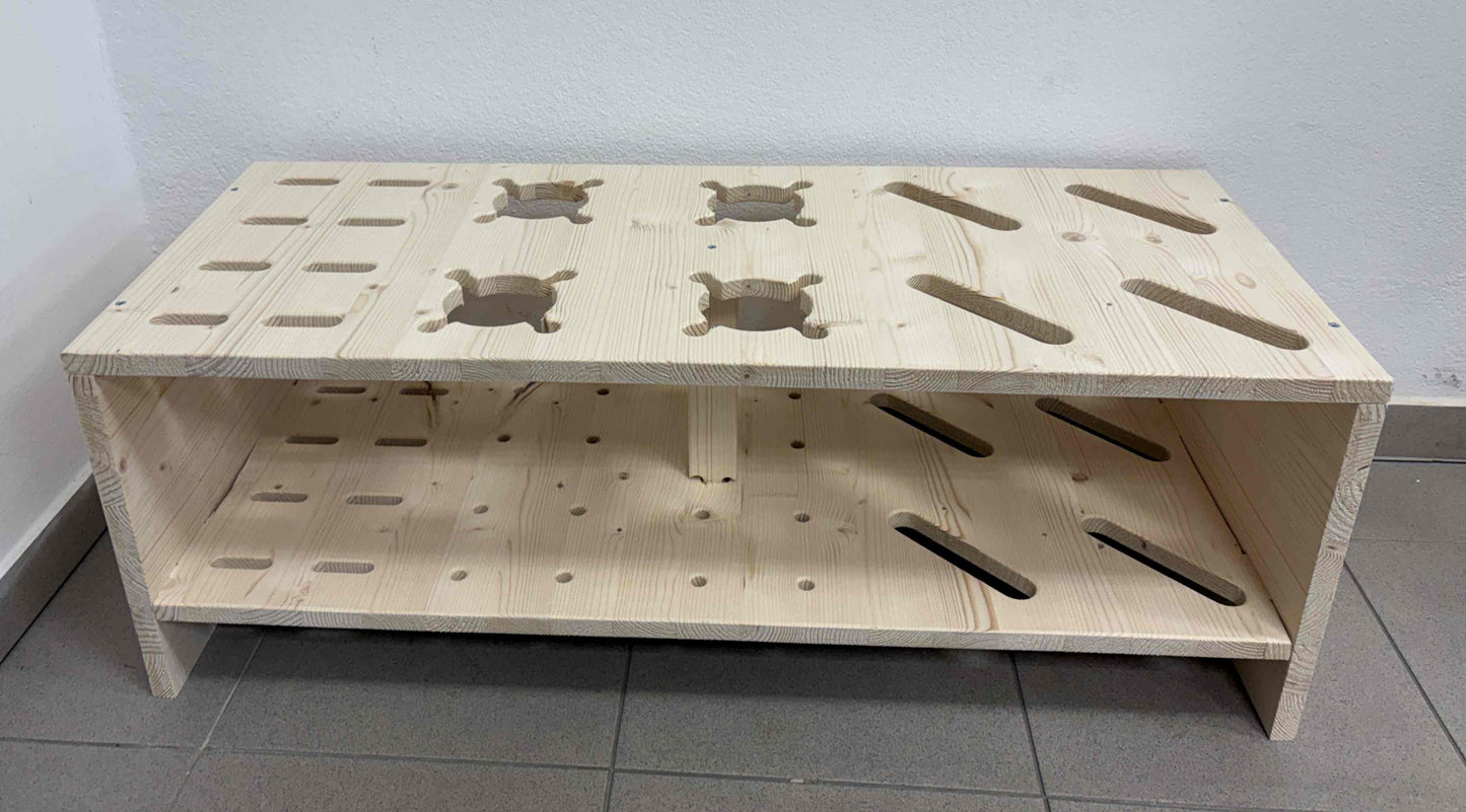 Combined wooden stand for alpine, cross‑country skis and poles - Natural
