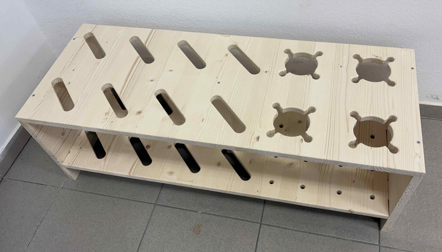 Combined wooden stand for skis and poles - Natural