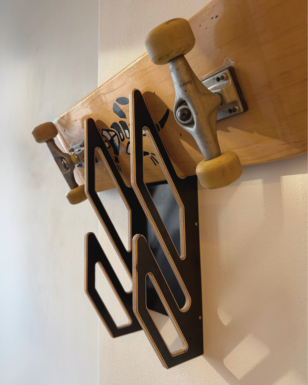 Black Wall Rack for 2 Skateboards
